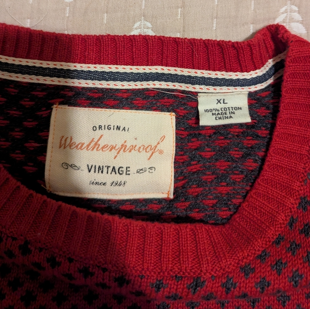 Weatherproof xl 100% cotton sweater red dot - Picture 2 of 8